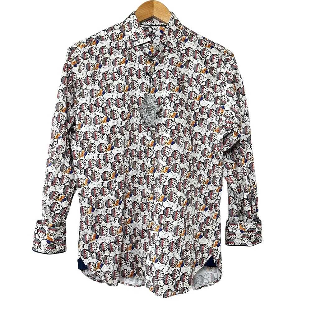Luchiano Visconti Men's Small Geometric‎ Print Shirt Multicolor Cotton NWT 4894